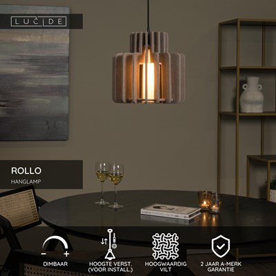 Lucide ROLLO - Hanglamp - 1xE27 - Taupe